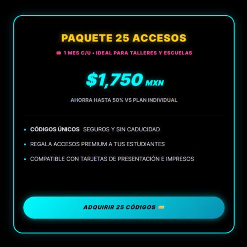 25 códigos paquete estándar